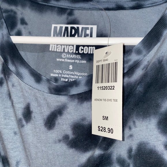 Marvel Boxlunch Gray Venom Spiderman Bleach Tie Dye Tee Shirt Short Sleeve Small - Picture 3 of 5